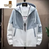 YANXU男士外套潮流韩版工装夹克青少年学生上衣服休闲薄款连帽褂子