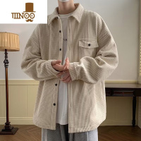 YANXU美式复古灯芯绒衬衫男长袖宽松痞帅潮流ins休闲衬衣外套男