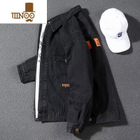 YANXU2023秋季日系印花牛仔外套男士韩版潮流工装夹克潮牌宽松百搭上衣