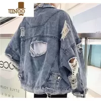 YANXU乞丐破洞牛仔外套男个性百搭宽松韩版潮流街头潮牌夹克帅气上衣服