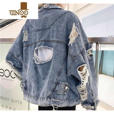 YANXU乞丐破洞牛仔外套男个性百搭宽松韩版潮流街头潮牌夹克帅气上衣服