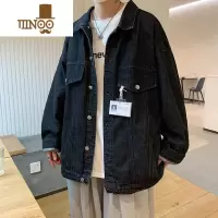 YANXU青少年美式百搭牛仔外套男秋季复古工装翻领夹克ins潮牌宽松上衣