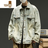 YANXU牛仔外套男款感痞帅男生休闲潮流潮牌开衫夹克男秋季新款