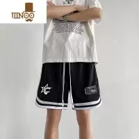 YANXU美式篮球短裤男夏季速干薄款高街潮牌痞帅炸街运动酒红色五分中裤