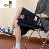 YANXU美式国潮刺绣工装短裤夏季男款马裤设计感小众休闲宽松五分裤大码