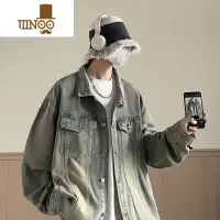 YANXU黄泥牛仔外套男2023新款潮牌痞帅感美式复古夹克潮流褂子