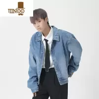 YANXU美式短款牛仔外套男款高街设计感痞帅上衣宽松潮牌工装夹克