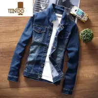 YANXU拼接卫衣男士连帽夹克春季潮牌假牛仔外套学生韩版休闲上衣服