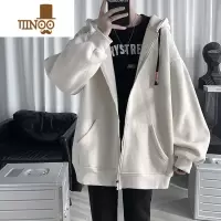 YANXU基础款纯色拉链开衫卫衣男秋装加肥加大码潮胖人宽松连帽运动外套