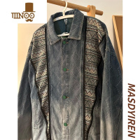 YANXUMASD 民族风情侣牛仔外套男潮流痞帅美式复古宽松休闲夹克秋