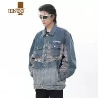 YANXU美式高街解构拼接感牛仔外套男2023新款潮牌复古情侣休闲夹克