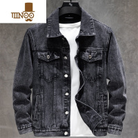 YANXU高端牛仔外套男士秋季潮流上衣服褂2023新款修身款黑灰色夹克