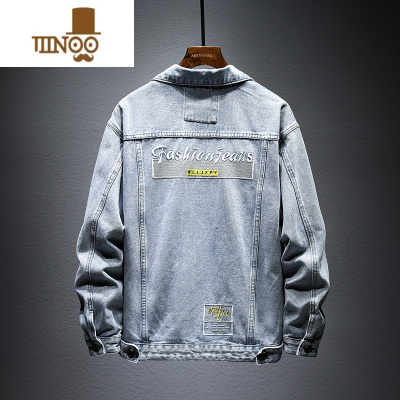 YANXU精梳棉牛仔外套男美式复古潮牌休闲夹克款刺绣痞帅伽克大码衣