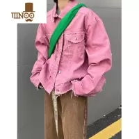 YANXU美式毛边设计感牛仔外套男短款复古ins潮磨破休闲夹克上衣