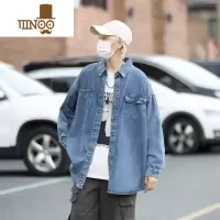 YANXU牛仔外套男款潮牌美式复古工装夹克港风痞帅春装情侣上衣服