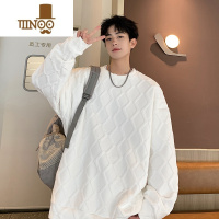 YANXU港风小众设计感宽松休闲卫衣男潮牌百搭纯色圆领长袖上衣外套