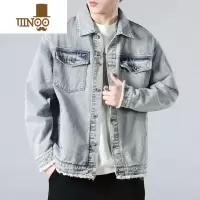 YANXU牛仔外套男 新款青少年感痞帅潮流破洞复古男款短款夹克