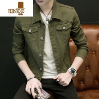 YANXU春季青年XS小码男装白色休闲外套牛仔夹克S小个子155短款修身百搭