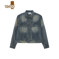 YANXU 小众做旧复古水洗牛仔套装宽松垫肩夹克外套直筒裤套