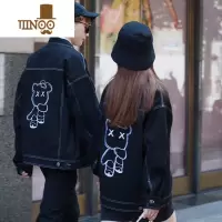 YANXU2023新款情侣装牛仔夹克ins超火的短外套原宿嘻哈风班服潮