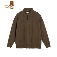 YANXU网红针织衫男士宽松舒适情侣开衫质感拉链立领简约潮牌毛衣