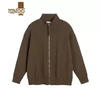 YANXU网红针织衫男士宽松舒适情侣开衫质感拉链立领简约潮牌毛衣