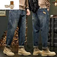 YANXU复古牛仔裤男士休闲工装九分男装夏季新款宽松直筒锥形长裤子
