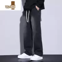 YANXU牛仔裤男夏季薄款黑色复古潮流潮牌美式男款裤子男生长裤直筒裤