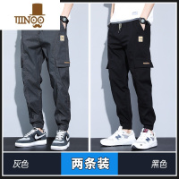 YANXU工装裤男士休闲裤春季宽松运动裤束脚哈伦2023新款长裤子男