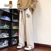 YANXU高街字母裤子男生款垂感宽松直筒拖地阔腿裤百搭vibe休闲裤