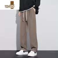 YANXU休闲裤子男秋款潮流宽松百搭青少年咖色垂感阔腿显腿长裤2023秋季