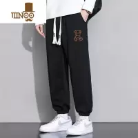 YANXU小熊印花春季休闲裤男潮牌ins款百搭束脚运动卫裤男生长裤子