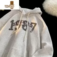 YANXU情侣卫衣款男士潮牌字母印花外套港风美式慵懒chic连帽上衣服
