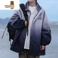 YANXU渐变色连帽夹克男士港风休闲运动上衣服户外宽松工装外套