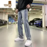 YANXU牛仔裤男士高街潮牌男裤直筒裤男生长裤阔腿裤夏季裤子男款休闲裤