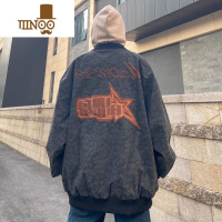 YANXU美式复古街头字母刺绣棒球服男oversize宽松情侣夹克外套潮