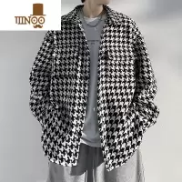 YANXU千鸟格外套男士美式潮牌cityboy男生痞帅翻领夹克上衣服男