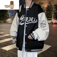 YANXU美式夹克男宽松街头风字母印花情侣棒球服潮搭男装休闲外套