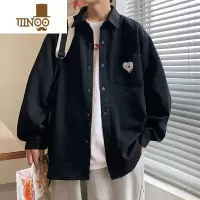 YANXU衬衫外套男宽松休闲翻领夹克男生潮牌复古痞帅cityboy长袖