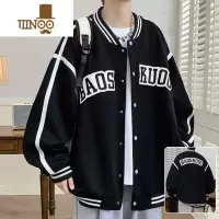 YANXU字母贴布绣花棒球服男款潮牌宽松休闲开衫外套秋季青少年夹克