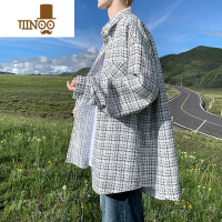 YANXU日系cityboy外套男2023年感潮牌千鸟格长袖衬衫式夹克