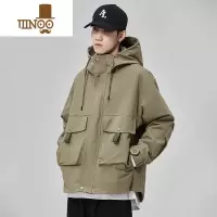YANXU秋季新款日系机能工装夹克男宽松户外连帽防风冲锋衣外套