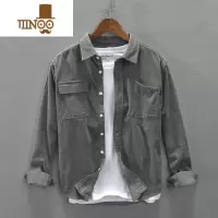 YANXU灯芯绒夹克衬衫长袖秋季新款宽松休闲百搭男士大码工装衬衣外套潮