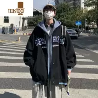 YANXUins潮牌假连帽外套男生秋季2023新款韩版潮流百搭青少年夹克