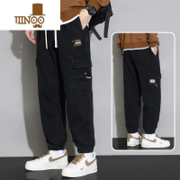 YANXU束脚工装裤男士款宽松大码加肥加大多口袋秋季休闲长裤子