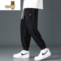 YANXU灯芯绒束脚裤子男士美式潮牌宽松运动休闲垂感长裤冬装厚款