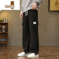 YANXU卫裤男士款宽松直筒松紧腰运动休闲裤男款垂感阔腿工装长裤子
