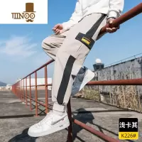 YANXU工装裤子男士潮流宽松百搭束脚运动休闲九分长裤潮牌痞帅气