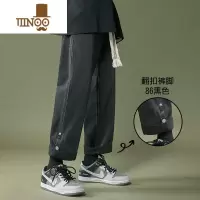 YANXU牛仔裤男士夏季宽松直筒男生潮牌九分冰丝工装男款休闲长裤子