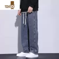 YANXU牛仔裤男夏季垂感长裤宽松高街美式直筒裤男款裤子男生潮牌休闲裤